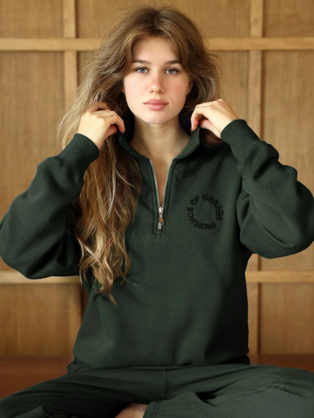 Province of Canada Half Zip Fleece Sweatshirt Forest - Unisex